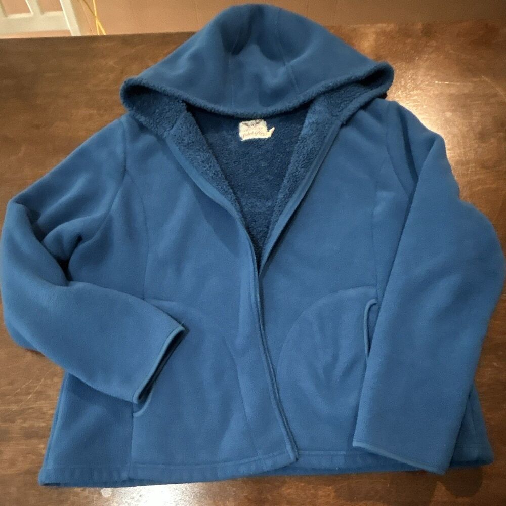 Faded Glory Women's Blue Full Zip Hooded Jacket w/ Pockets Plus 2X 18W-20W 0120